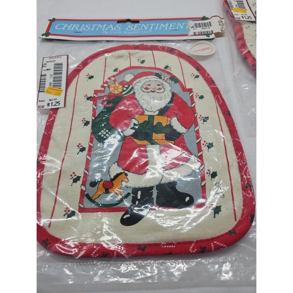 Christmas Potholder Vintage Cecil Saydah Christmas Lot of 2